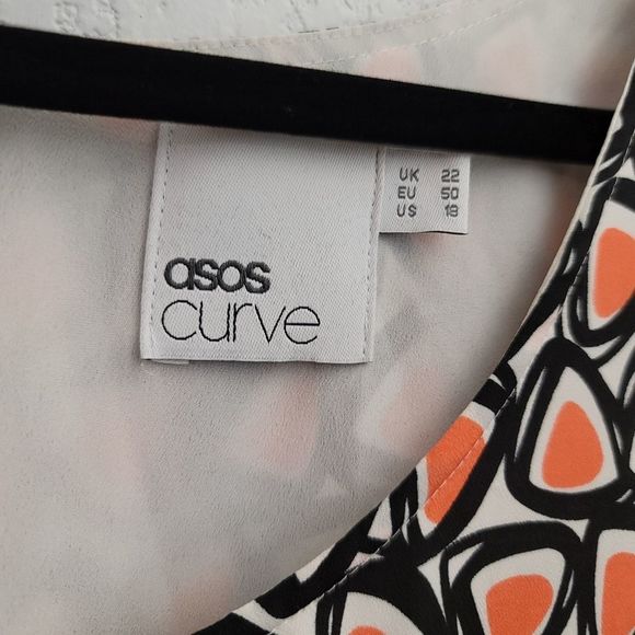 Asos Curve plus fit and flare fully lined sleeveless dress black orange - Picture 6 of 10